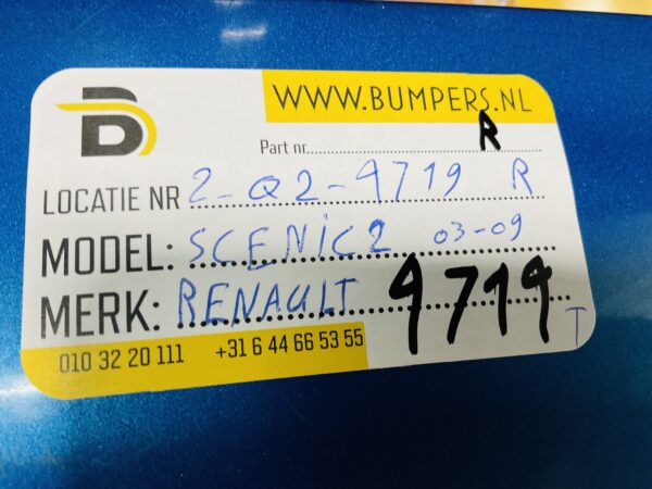Zijscherm Renault Scenic 2 8200020569D 2003-2009 Scherm Rechts 2-Q2-9719T