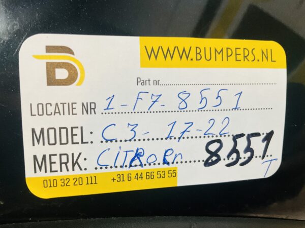 Bumper Citroen C3 2017-2022 Achterbumper 1-F7-8551R