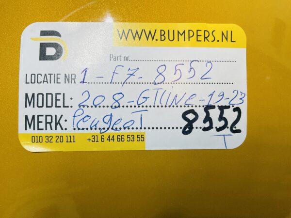Bumper Peugeot 208 GT line GT-Line 2019-2023 Achterbumper 1-F7-8552R