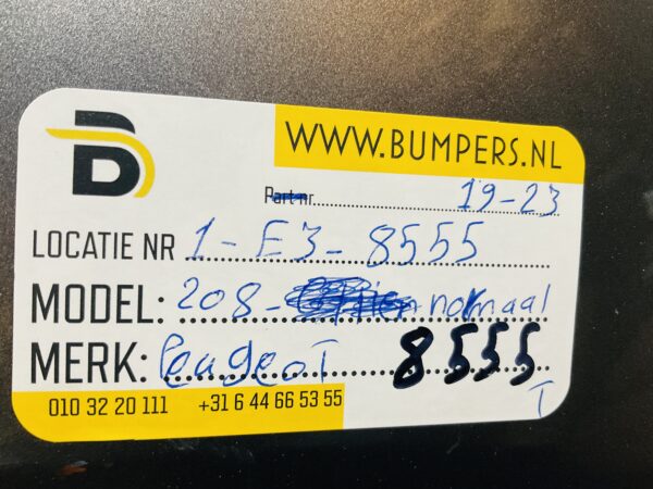 Bumper Peugeot 208 Normaal 2019-2023 Achterbumper 1-E3-8555R
