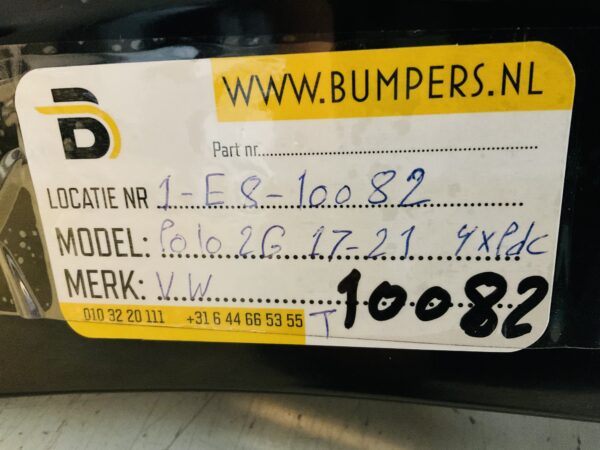 Bumper Volkswagen Polo 2G 4xpdc 2G6807421 2017-2021 Achterbumper 1-E8-10082T