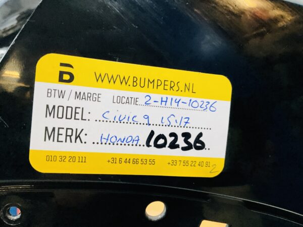 BUMPER Honda Civic 9  2015-2017 VOORBUMPER 2-H14-10236z