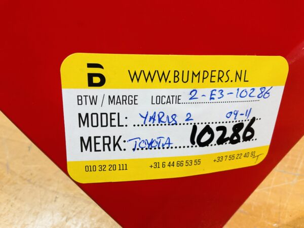 Bumper Toyota Yaris 2  2009-2011  Achterbumper 1-E3-10286T
