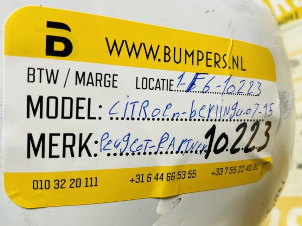 Bumper Citroen Berlingo Peugeot Partner 2007-2015  Achterbumper 1-F6-10223T
