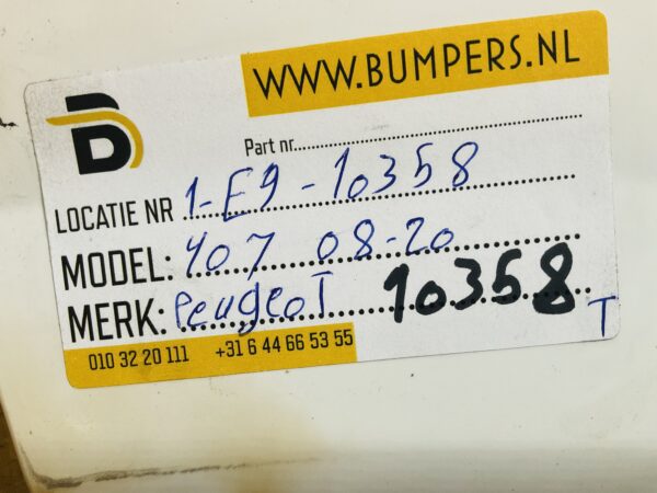 Bumper Peugeot 407 2008-2020 Achterbumper 1-E9-10358T