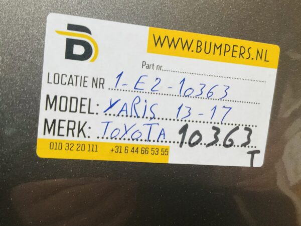 Bumper Toyota Yaris 2013-2017  Achterbumper 1-E2-10363T