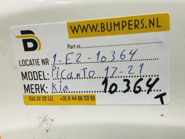 Bumper Kia Picanto 2017-2021 86611-G6000 Achterbumper 1-E2-10364T