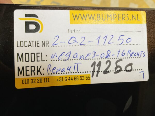Bumperhoek Renault Megane 3 2008-2016 Recht Achterbumperhoek 2-Q2-11250T
