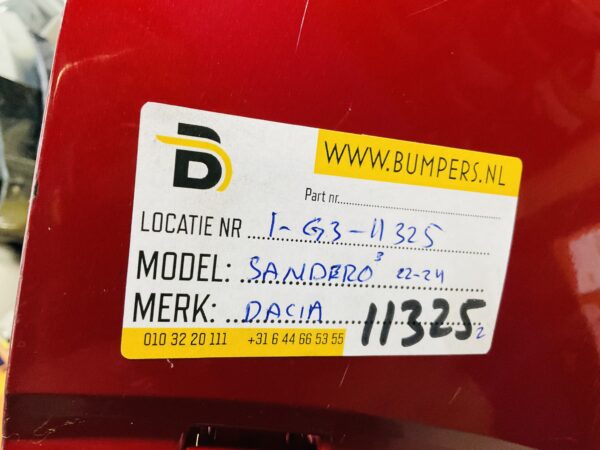 BUMPER Dacia Sandero 3  2022-2024  VOORBUMPER 1-G3-11325z