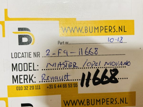 BUMPER Renault Master Opel Movano 2010-2018  VOORBUMPER 2-F9-11668z