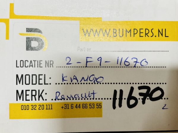 BUMPER Renault Kangoo 620229800R VOORBUMPER 2-F9-11670z