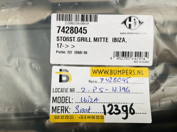 Grill Rooster Seat Ibiza 7428045 Voorbumper Grill 2-P5-12396