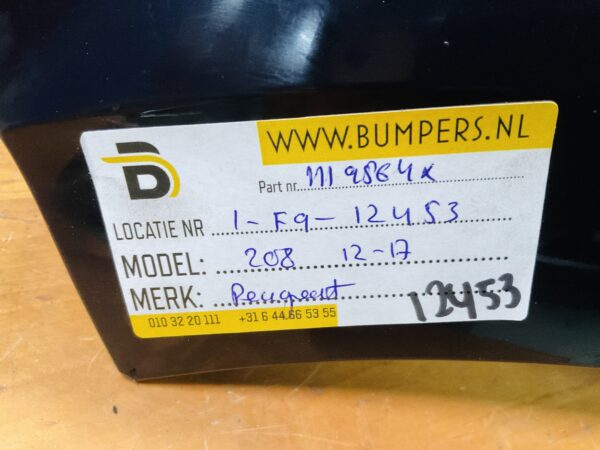 Bumper Peugeot 208 2012-2017 4xpdc 1119564X Achterbumper 1-F8-12451