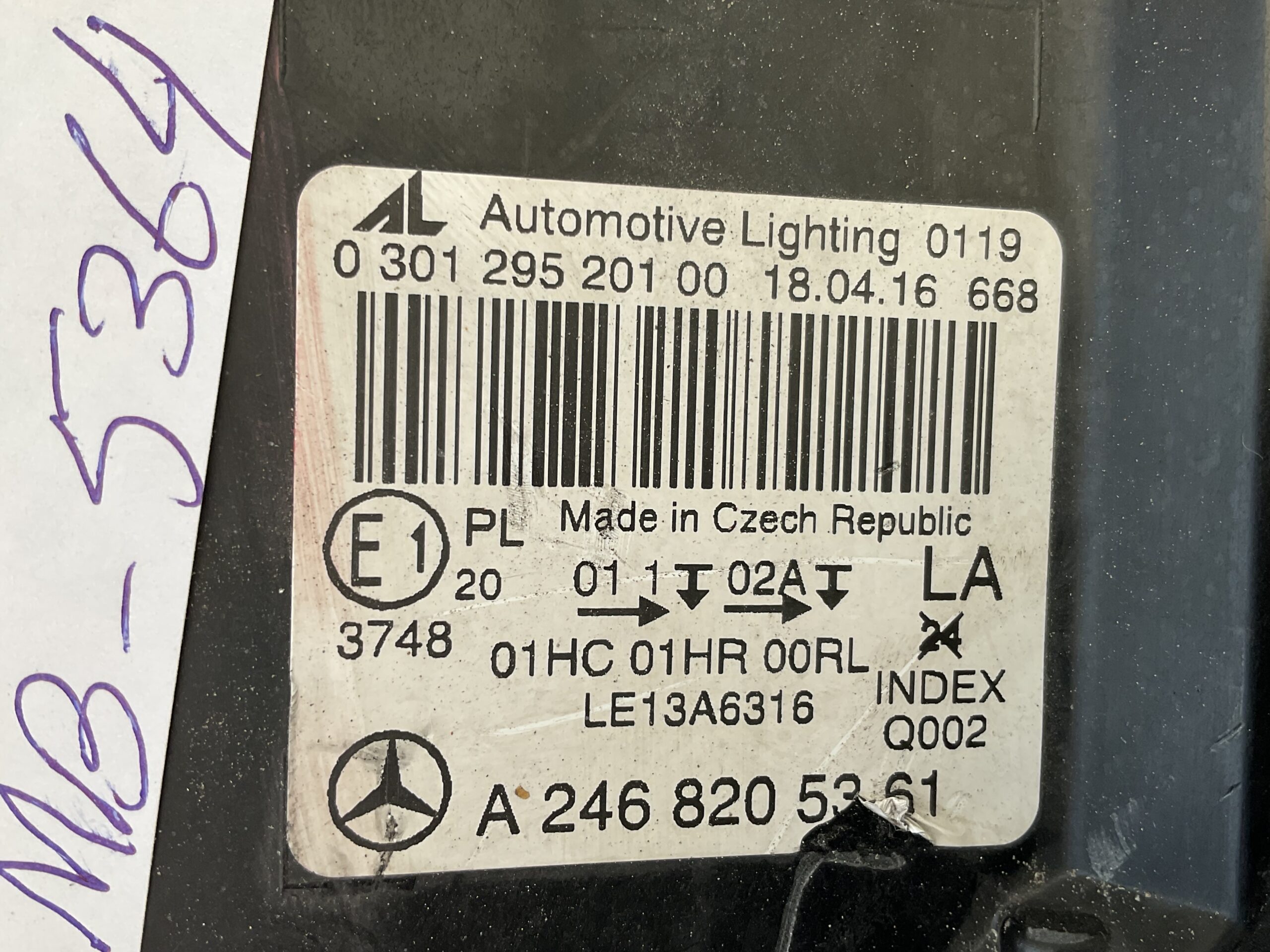 KOPLAMP MERCEDES B KLASSE W246 HALOGEEN A2468205361 LINKS MB-5364