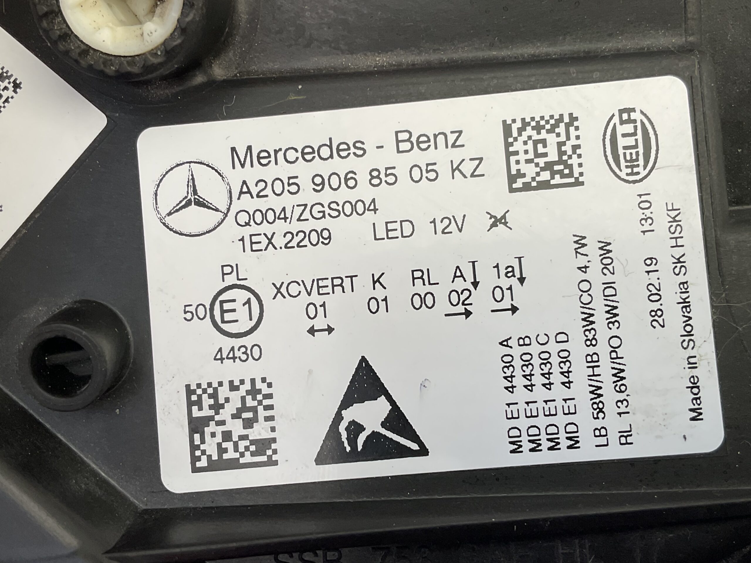 KOPLAMP MERCEDES C KLASSE W205 MULTIBEAM LED A2059068505KZ LINKS MB-5565