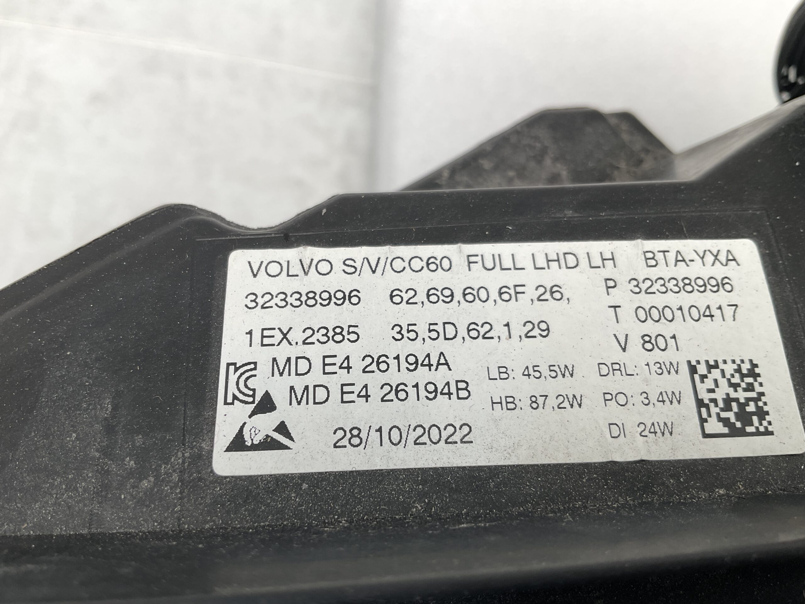 KOPLAMP VOLVO V60 S60 FULL LED ACTIVE HIGH BEAM SYSTEM 32338996 BTA-YXA LINKS VO-8376