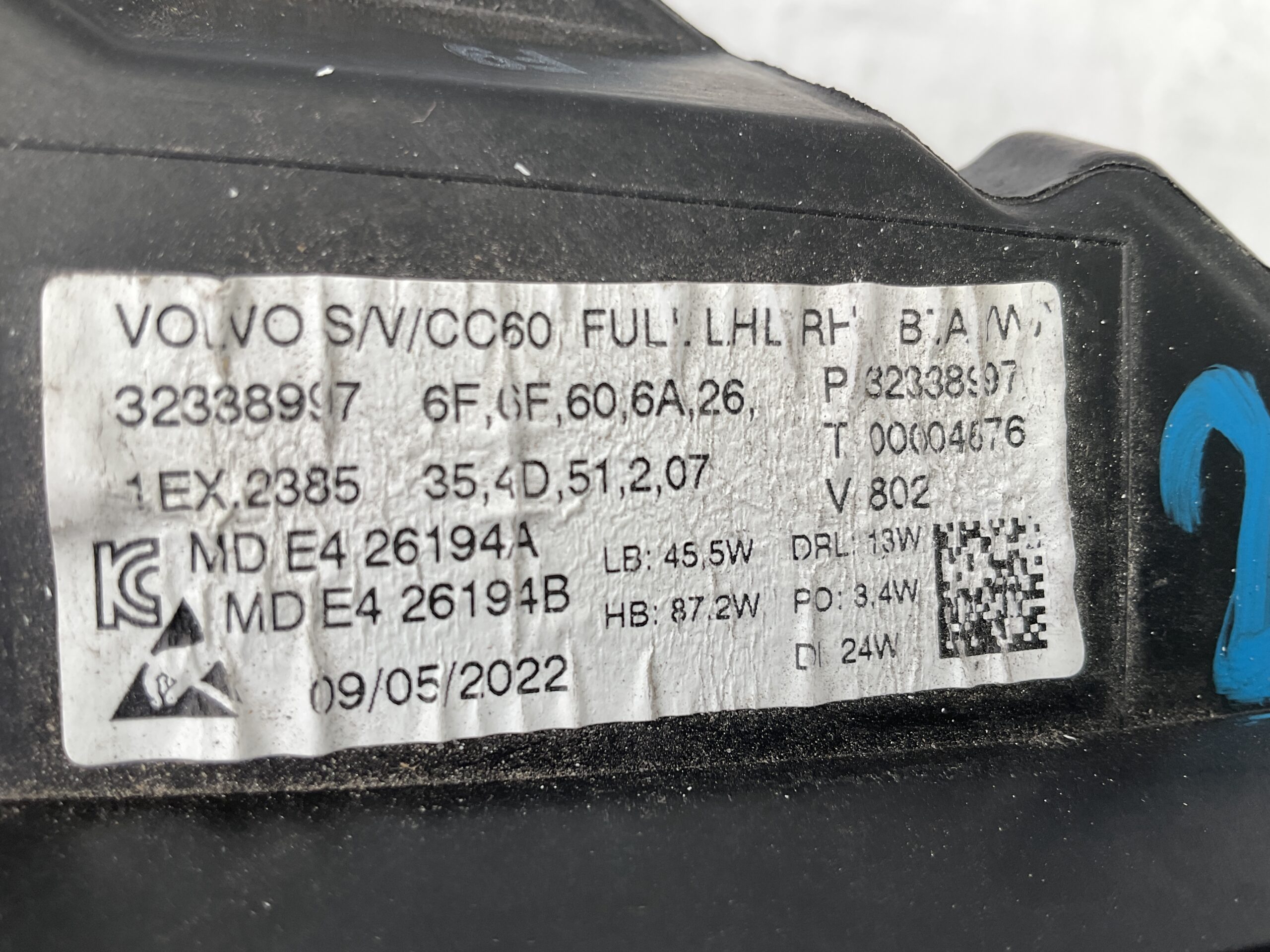 KOPLAMP VOLVO V60 S60 FULL LED ACTIVE HIGH BEAM SYSTEM 32338997 RECHTS VO-8331