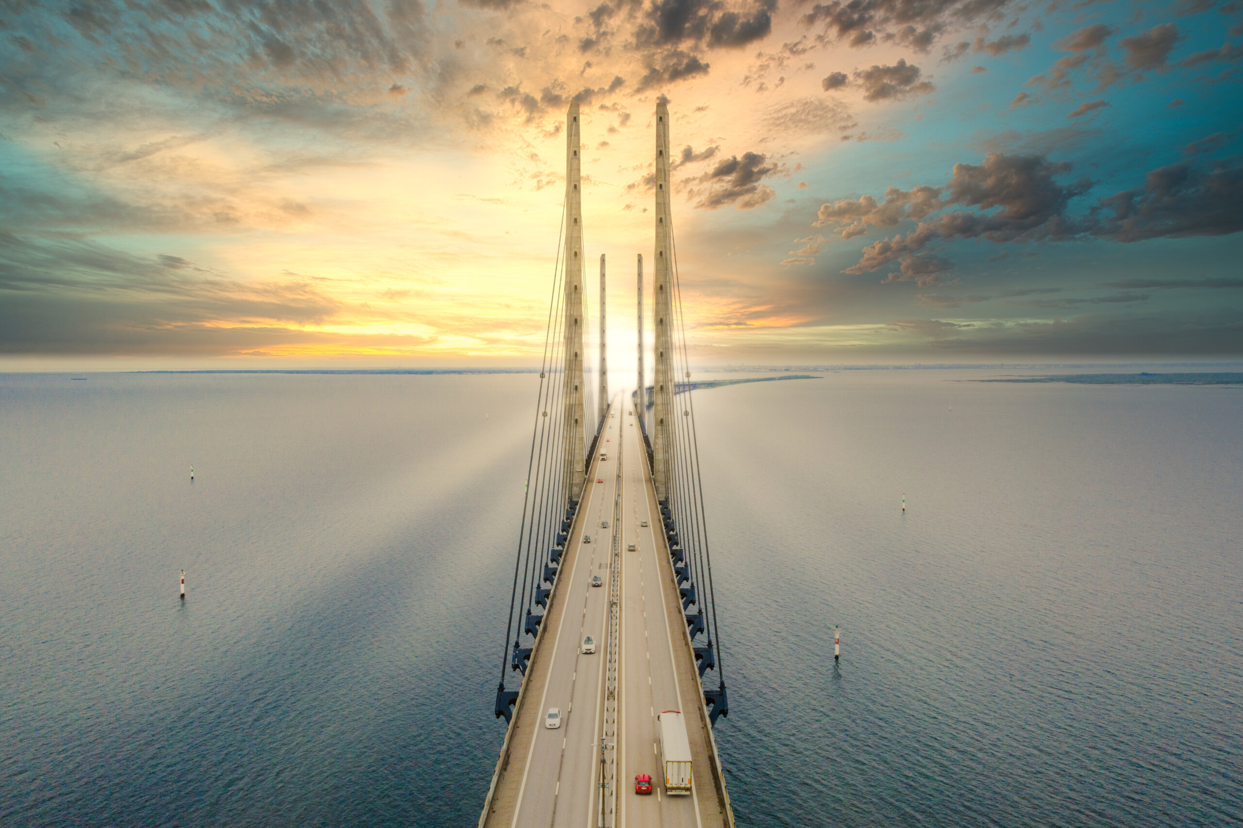 Beautiful,Aerial,View,Of,The,Oresundsbron,Bridge,Between,Denmark,And