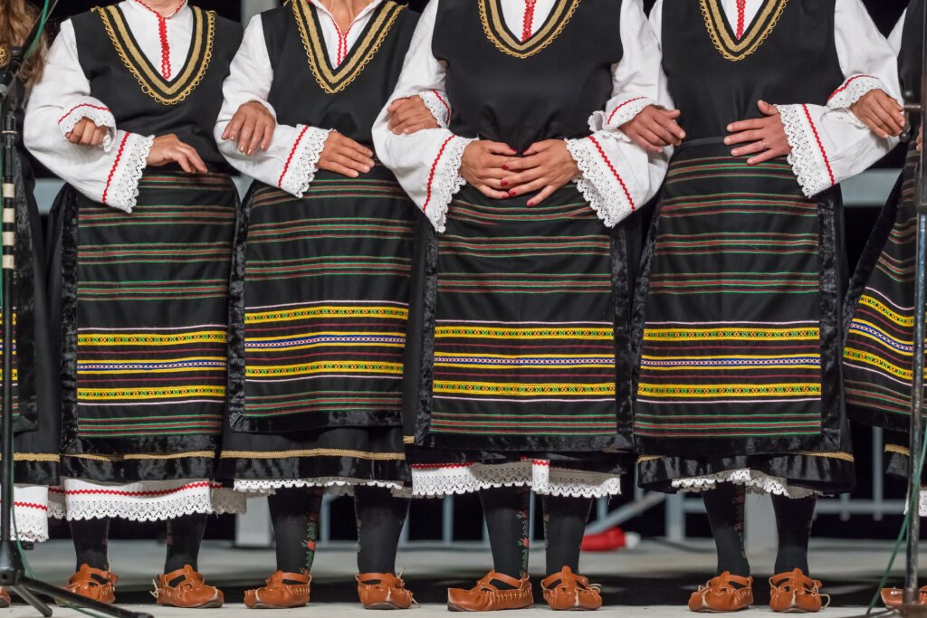 Macedonian,Traditional,Folklore,Female,Singers,Perform,At,Stage,In,Northern