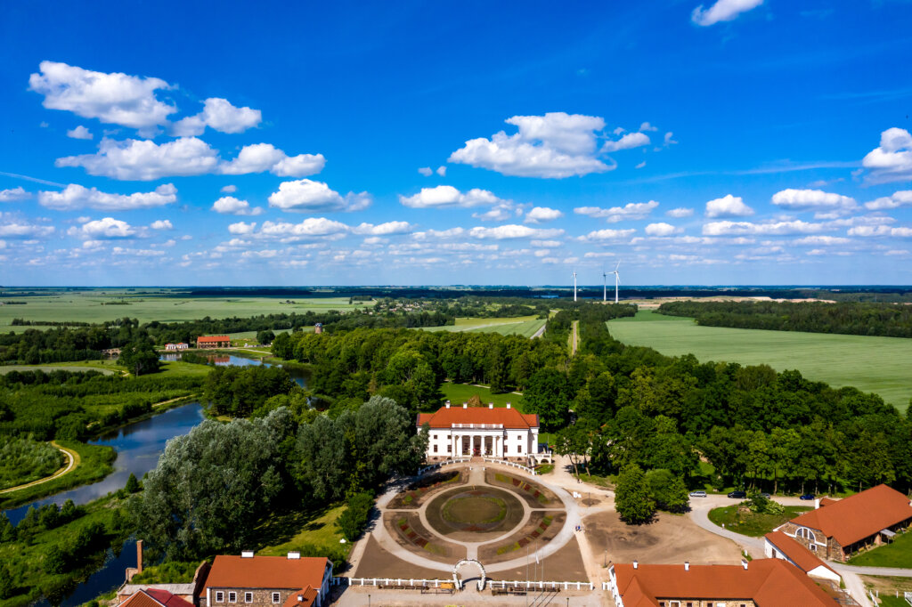 Aerial,Summer,View,Of,Pakruojis,Minor,Historic,Architecture,Complex